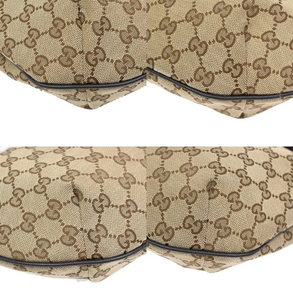 GUCCI GG Pattern Half Moon Shoulder Bag Canvas Leather Beige SHW Italy 70DA218 - Picture 13 of 14